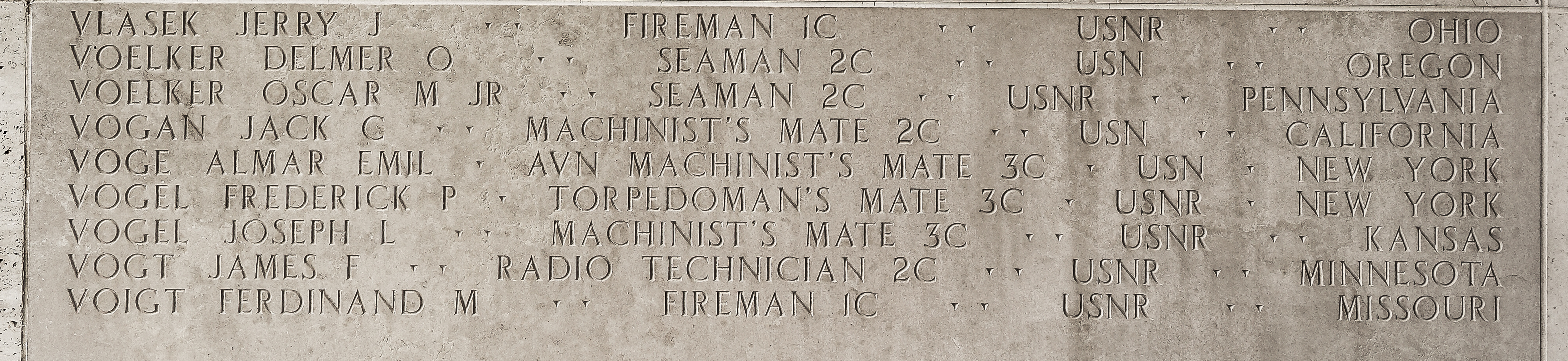 Ferdinand M. Voigt, Fireman First Class